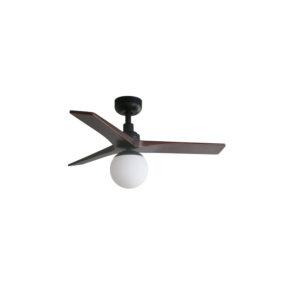Faro Ventilador Klim S Ø925mm Negro 3 Palas Nogal Oscuro 1xe27