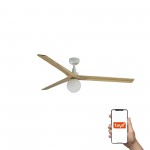 Faro Ventilador Klim L Ventilador Blanco-Madera Roble E27 Tuya 34279Wt-11L