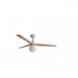 Faro Ventilador Klim M Ventilador Blanco-Madera Pino E27 Wiz 34280Ww-11L
