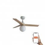 Faro Ventilador Klim S Ventilador Blanco-Madera Roble E27 Tuya 34281Wt-11L