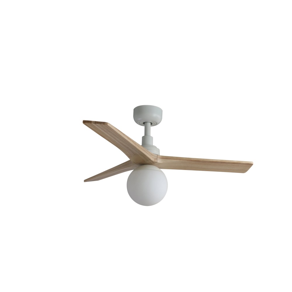 Faro Ventilador Klim S Ventilador Blanco-Madera Roble E27 Wiz 34281Ww-11L