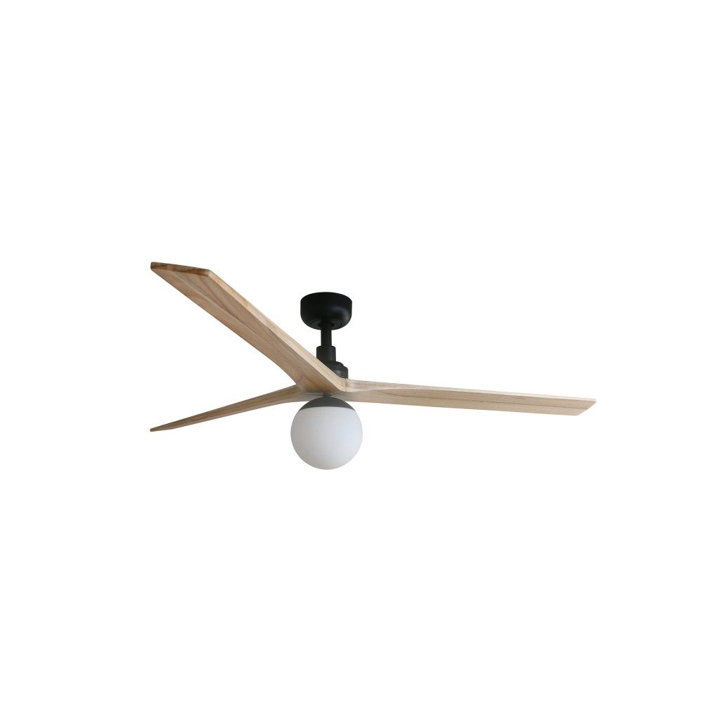 Faro Ventilador Klim L Ø1500mm Negro 3 Palas Roble Claro 1xe27