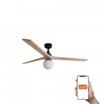 Faro Ventilador Klim L Ventilador Negro-Madera Roble E27 Tuya 34282Wt-11L