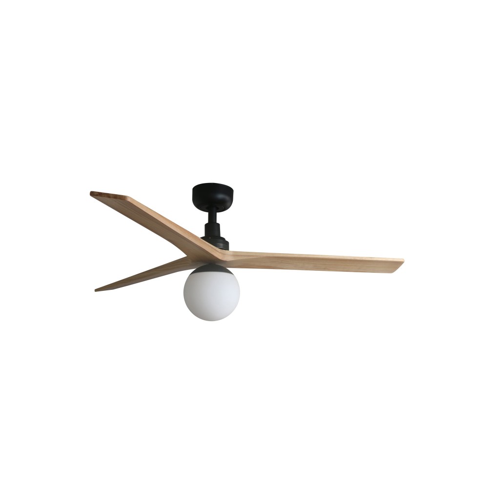 Faro Ventilador Klim M Ø1250mm Negro 3 Palas Roble Claro 1xe27