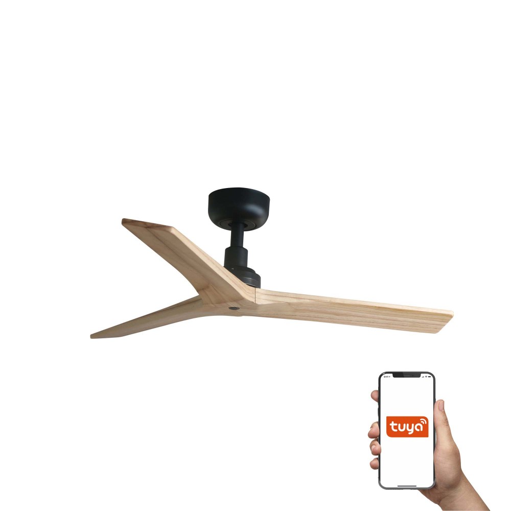 Faro Ventilador Klim S Ventilador Negro-Madera Roble Tuya 34284Wt
