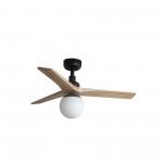 Faro Ventilador Klim S Ventilador Negro-Madera Roble E27 Wiz 34284Ww-11L
