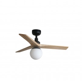 Faro Ventilador Klim S Ventilador Negro-Madera Roble E27 Wiz 34284Ww-11L