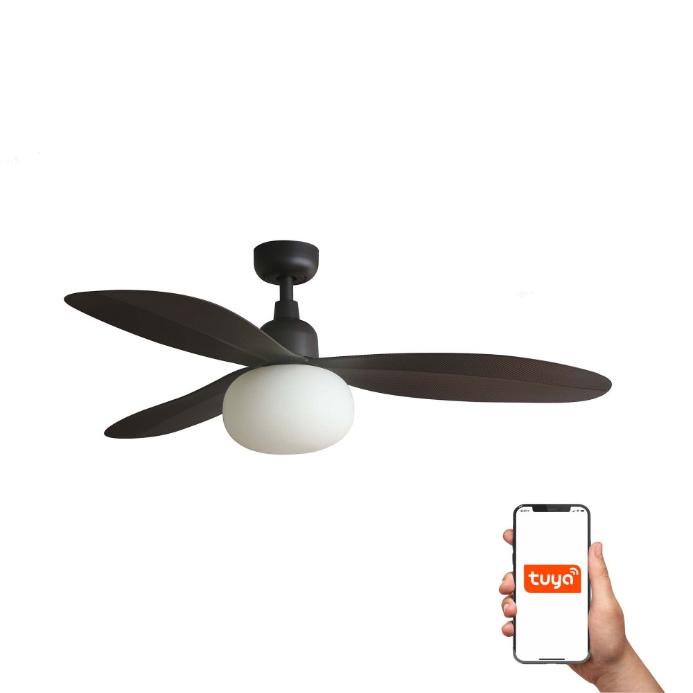 Faro Ventilador Palma M Ventilador Marron Ip44 E27 Tuya 34301Wt-11L