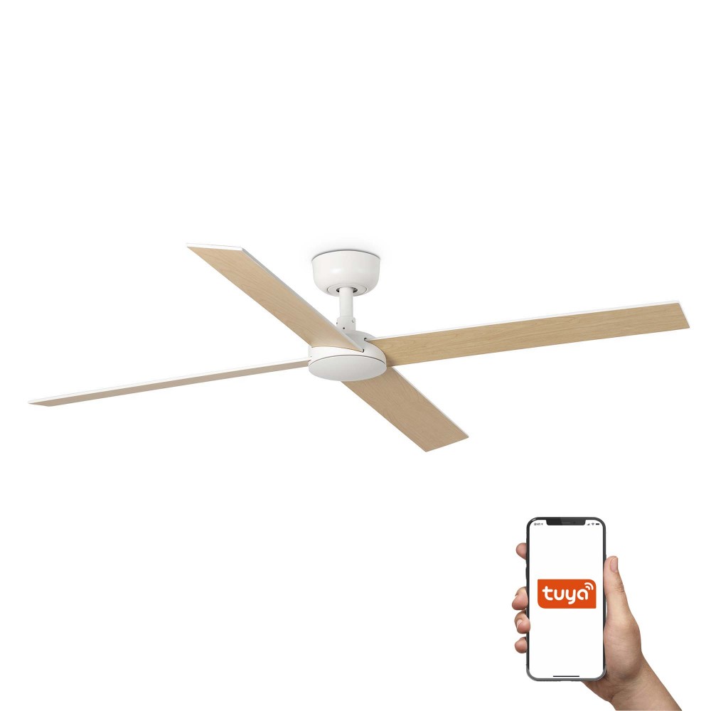 Faro Ventilador Rudder L 4 Ventilador Blanco-Fresno Tuya 34355Wt