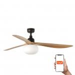Faro Ventilador Outwood L Ventilador Marron-Madera Roble Ip44 1X27 Tuya 34360Wt-11L
