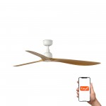 Faro Ventilador Outwood L Ventilador Blanco-Madera Roble Ip44 Tuya 34361Wt