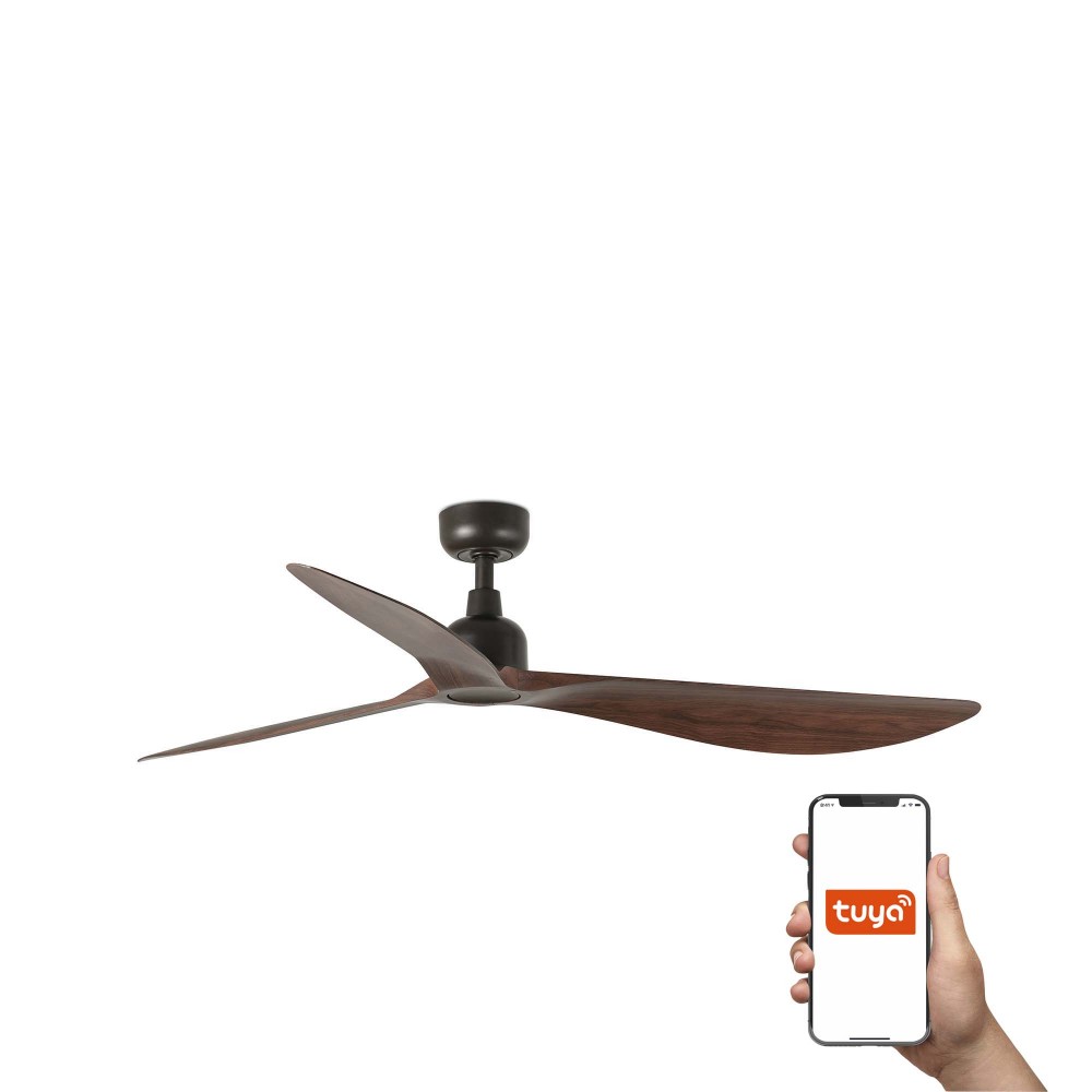 Faro Ventilador Outwood L Ventilador Marron-Nogal Ip44 Tuya 34362Wt