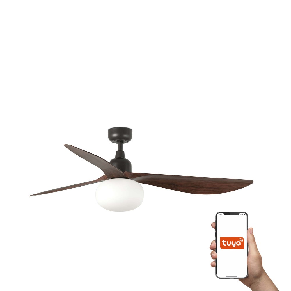 Faro Ventilador Outwood L Ventilador Marron-Nogal Ip44 1X27 Tuya 34362Wt-11L