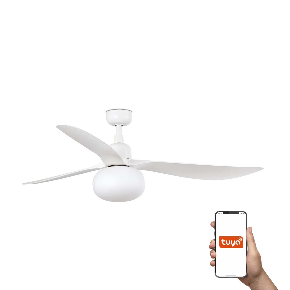 Faro Ventilador Outwood L Ventilador Blanco Ip44 1X27 Tuya 34363Wt-11L