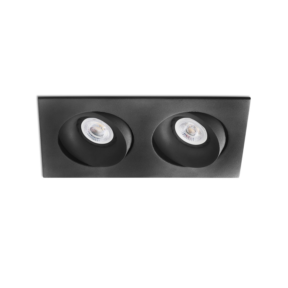 Faro Argon-2 Empotrable Cuadr Orient Negro 2Xgu10-Mr16 43413