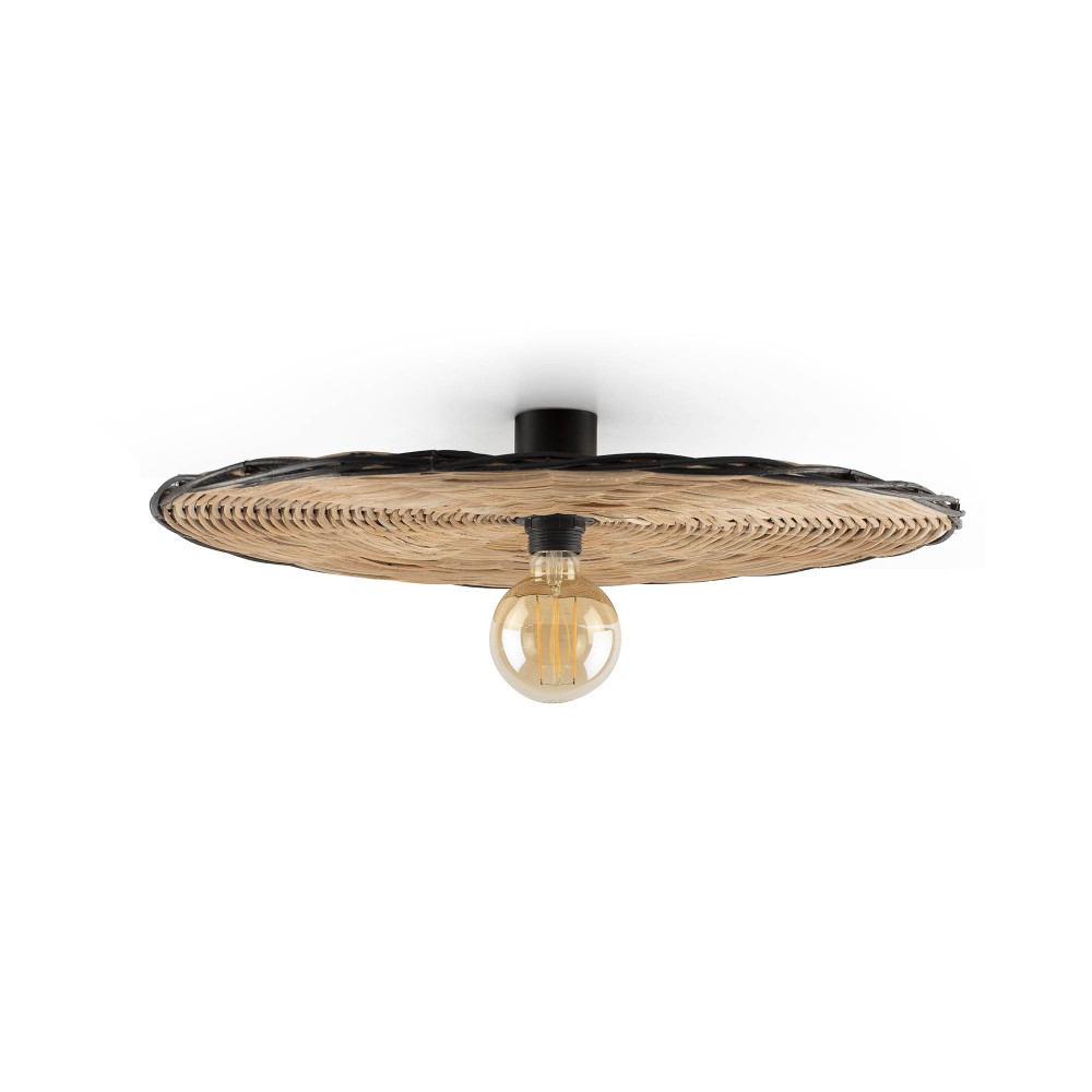 Faro Costas Aplique/plafon Negro P. Ratan E27 Ø600*70mm
