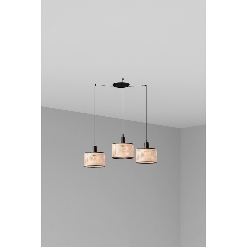 Faro Mambo Colg Negro P. Ratan E27 ø210x200xø210 3L 64314-47-3L
