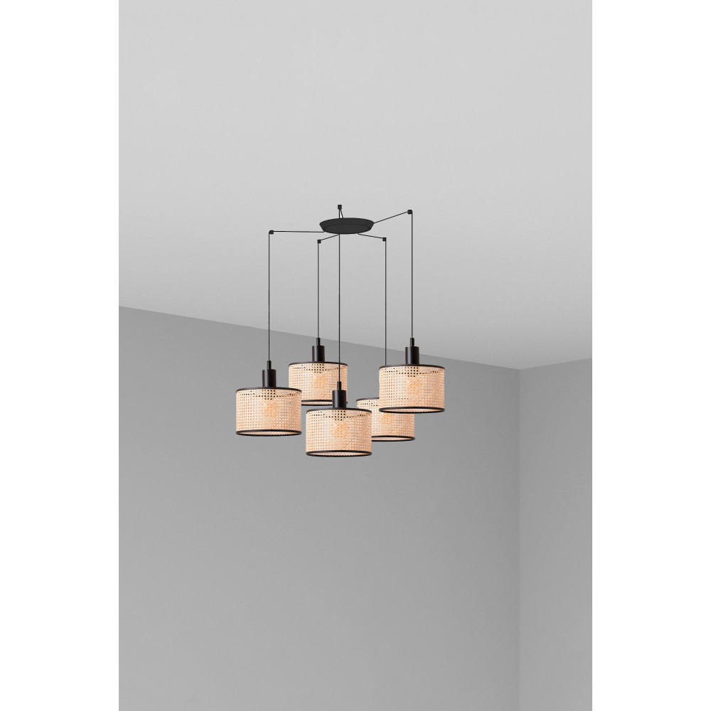 Faro Mambo Colg Negro P. Ratan E27 ø210x200xø210 5L 64314-47-5L
