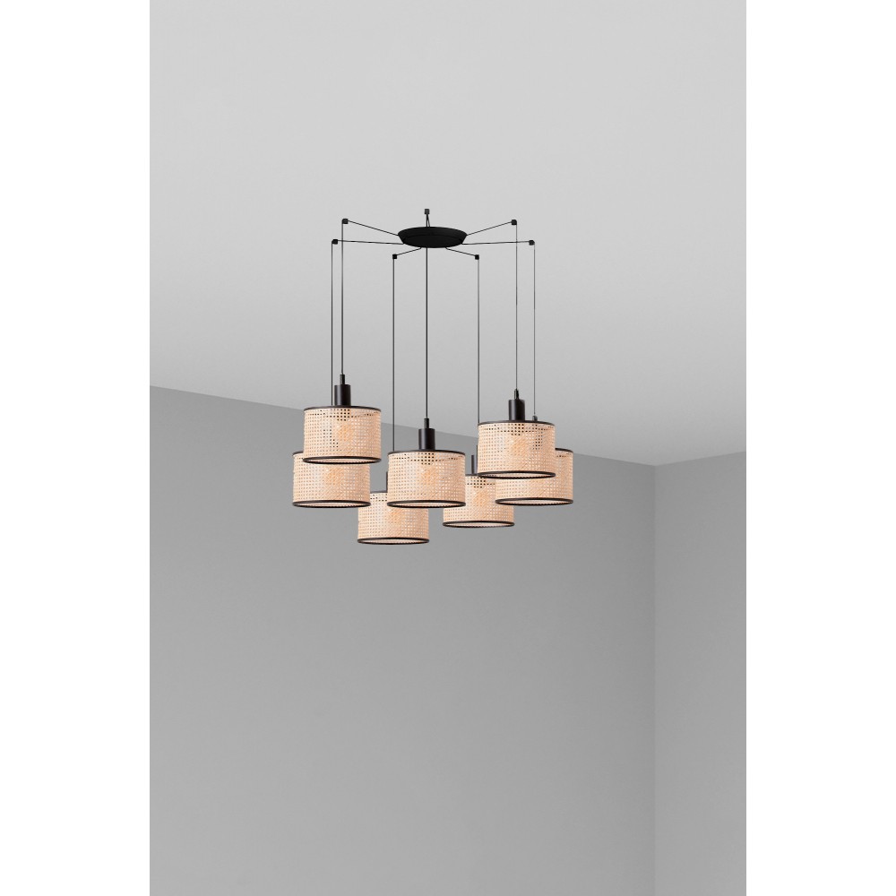Faro Mambo Colg Negro P. Ratan E27 ø210x200xø210 7L 64314-47-7L