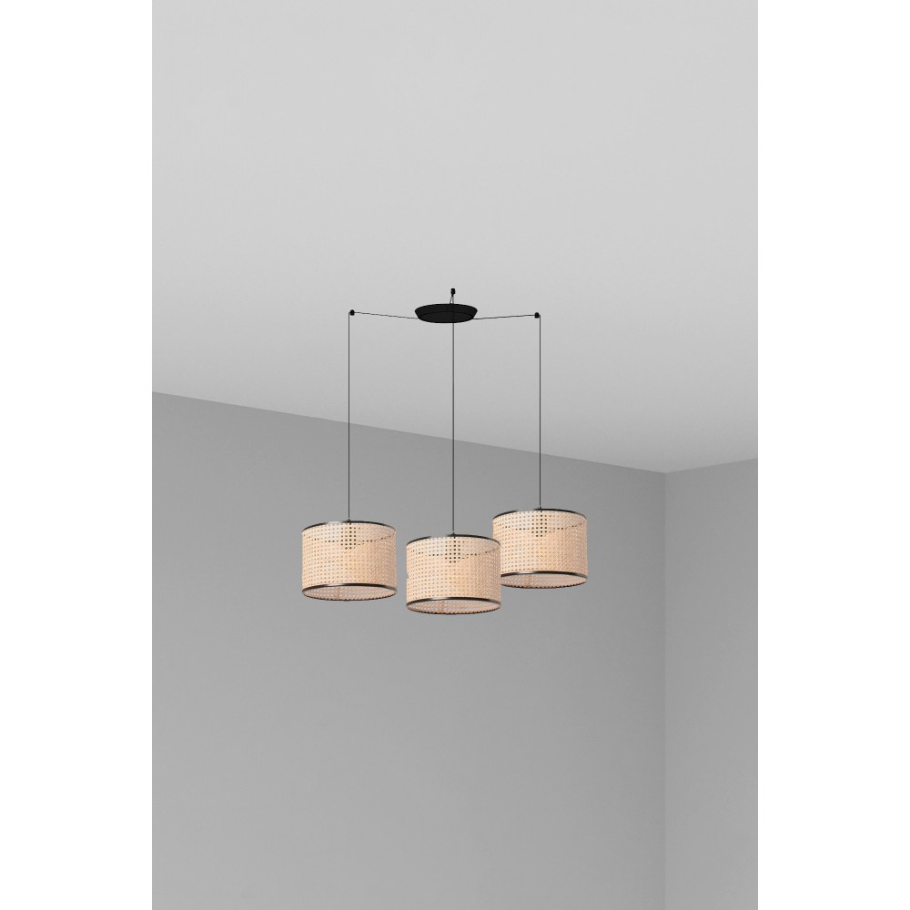 Faro Mambo Colg Negro P. Ratan E27 ø320x213xø320 3L 64314-48-3L
