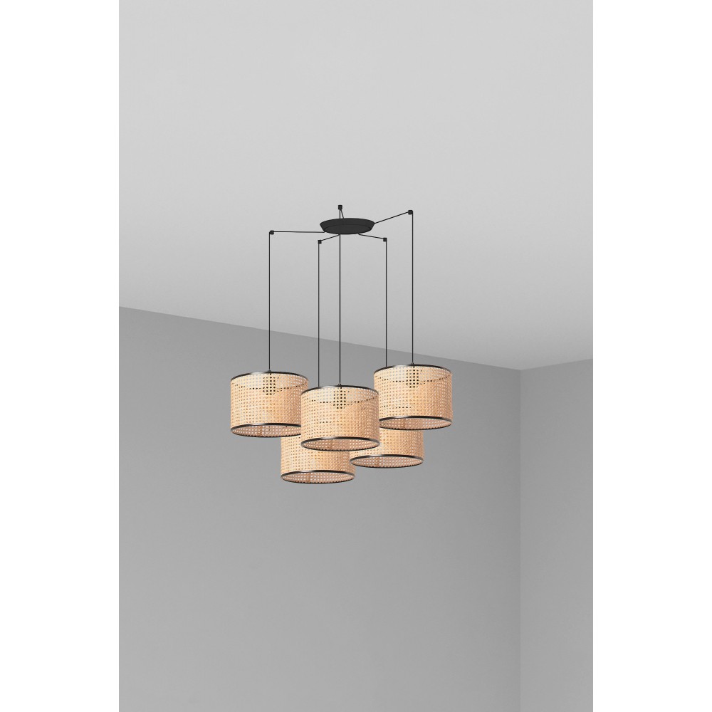 Faro Mambo Colg Negro P. Ratan E27 ø320x213xø320 5L 64314-48-5L