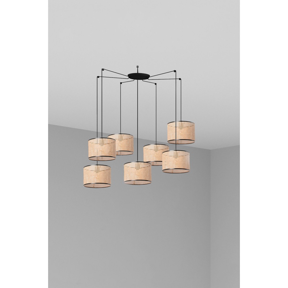 Faro Mambo Colg Negro P. Ratan E27 ø320x213xø320 7L 64314-48-7L