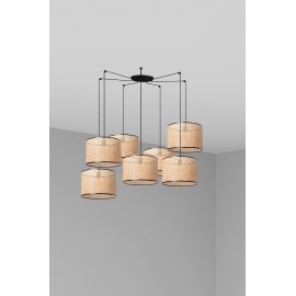 Faro Mambo Colg Negro P. Ratan E27 ø450x313xø450 7L 64314-49-7L