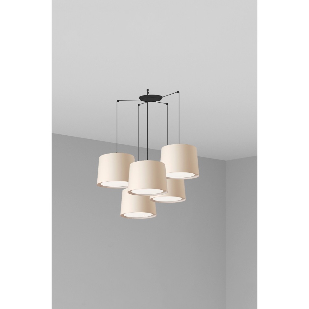 Faro Conga Colg Negro P. E27 ø500x350xø450 Beige 5L 64314-55-5L