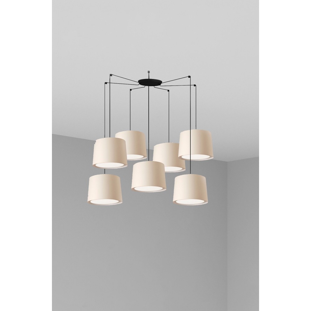 Faro Conga Colg Negro P. E27 ø500x350xø450 Beige 7L 64314-55-7L