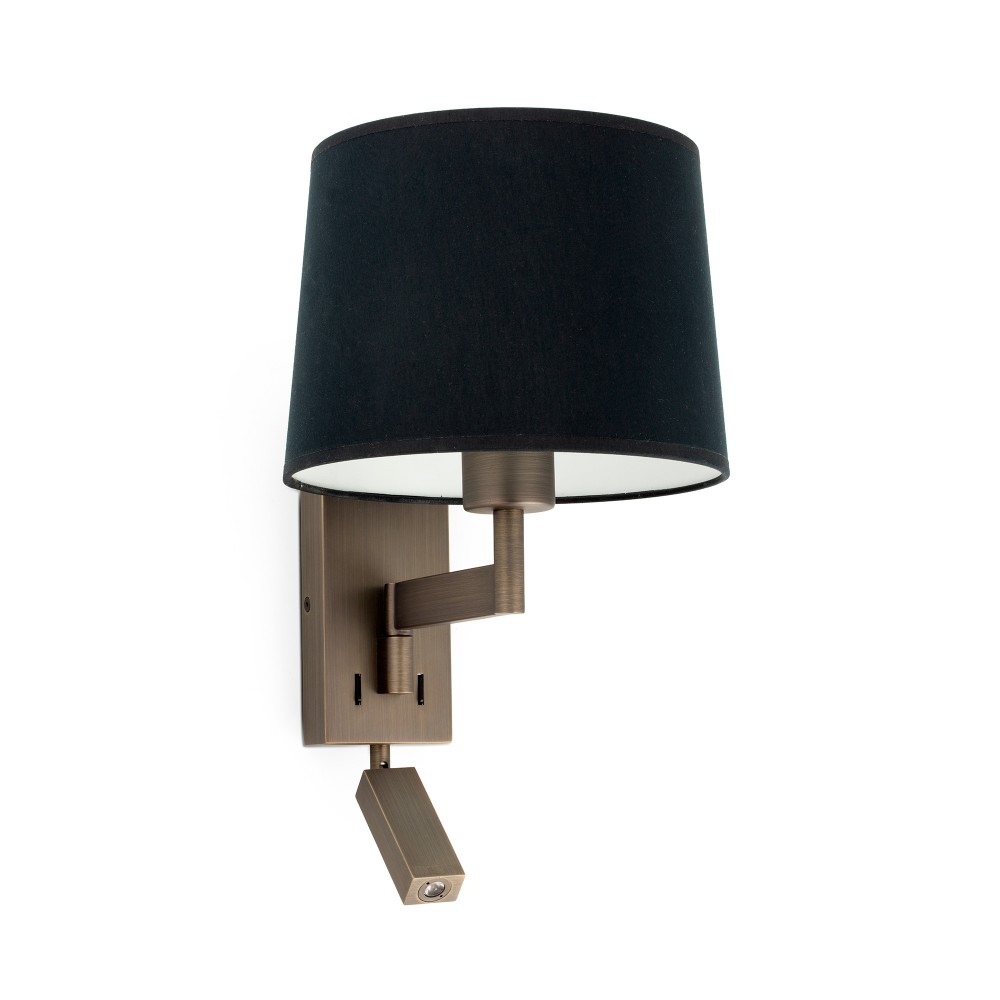 Faro Artis Aplique y Lector Bronce Pantalla Negra 68492-03