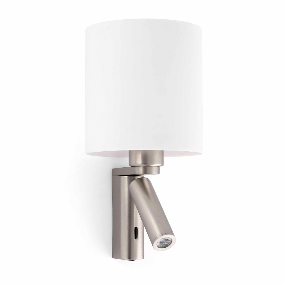 Faro Rob Aplique Niquel Mate E27 60W Led 3W 3000K 68498