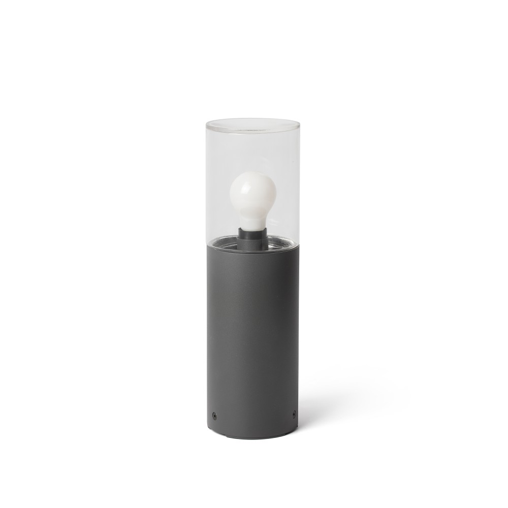 Faro Kila Baliza H400 E27 Gris Oscuro Cristal Transpare 71746