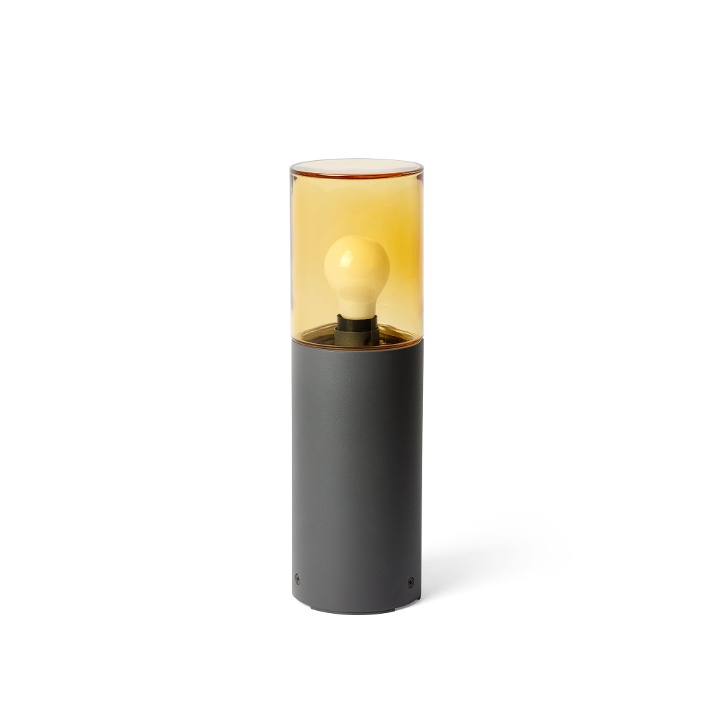 Faro Kila Baliza H400 E27 Gris Oscuro Cristal Ambar 71748