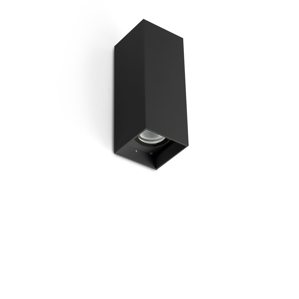 Faro Kov Aplique Cuadrado Negro Led 2x6w 3000k 14°/14°