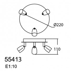 Mdc Foco Ecco Base 3F Cromo Cepillado Hi 5-5413-35-01